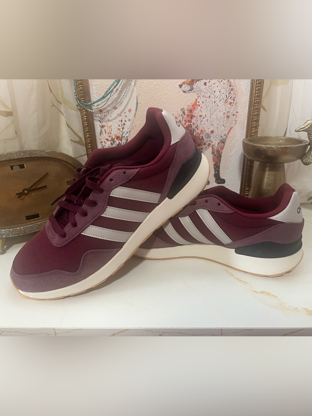 Adidas Men's Maroon Retro Runner Sneakers